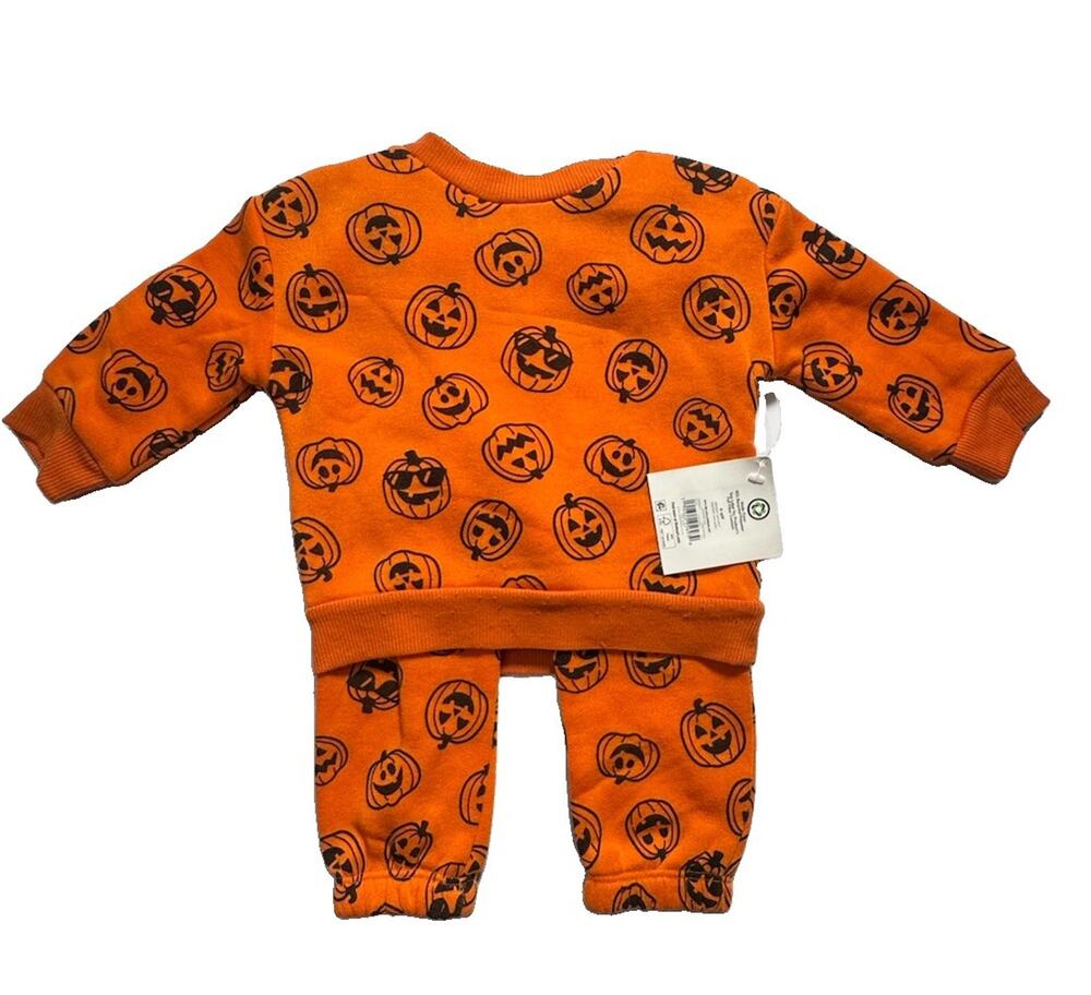 Baby Halloween Pumpkin Sweatshirt Pants Set 6-9M NWT Orange 2 Piece Outfit